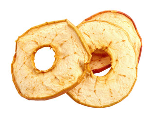 Two dried apple slices, circular, overlapping