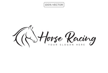 Wild Horse Silhouette Logo, Elegant Line Art Branding Illustration