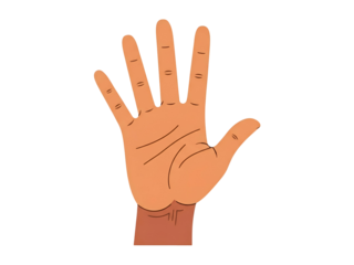 Illustration of an open human hand with fingers spread, showing the palm and wrist, against a white background.