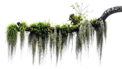 Lush branch with hanging moss