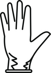 Outline of a torn protective glove with open hand, emphasizing workplace safety and potential hazards