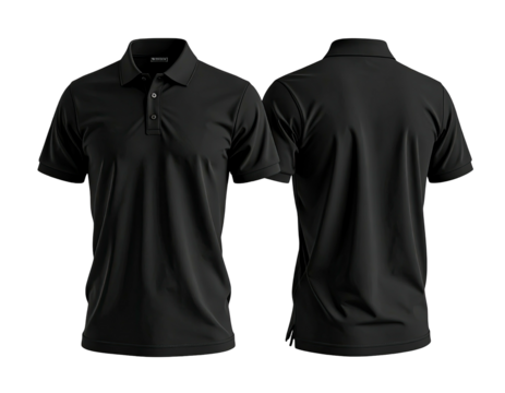 Front and back view of a black polo shirt (6)