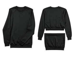 Black sweatshirt and matching cropped top laid out