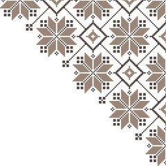Geometric Floral Corner Ornament in Batik style