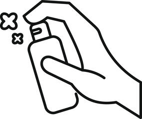 Hand holding a spray bottle, spraying disinfectant, antiseptic or cleaning product