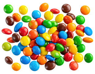 Vibrant colorful round candies in a cluster