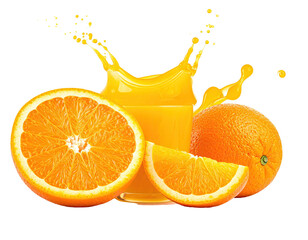 Fresh orange juice splash with sliced oranges (1)