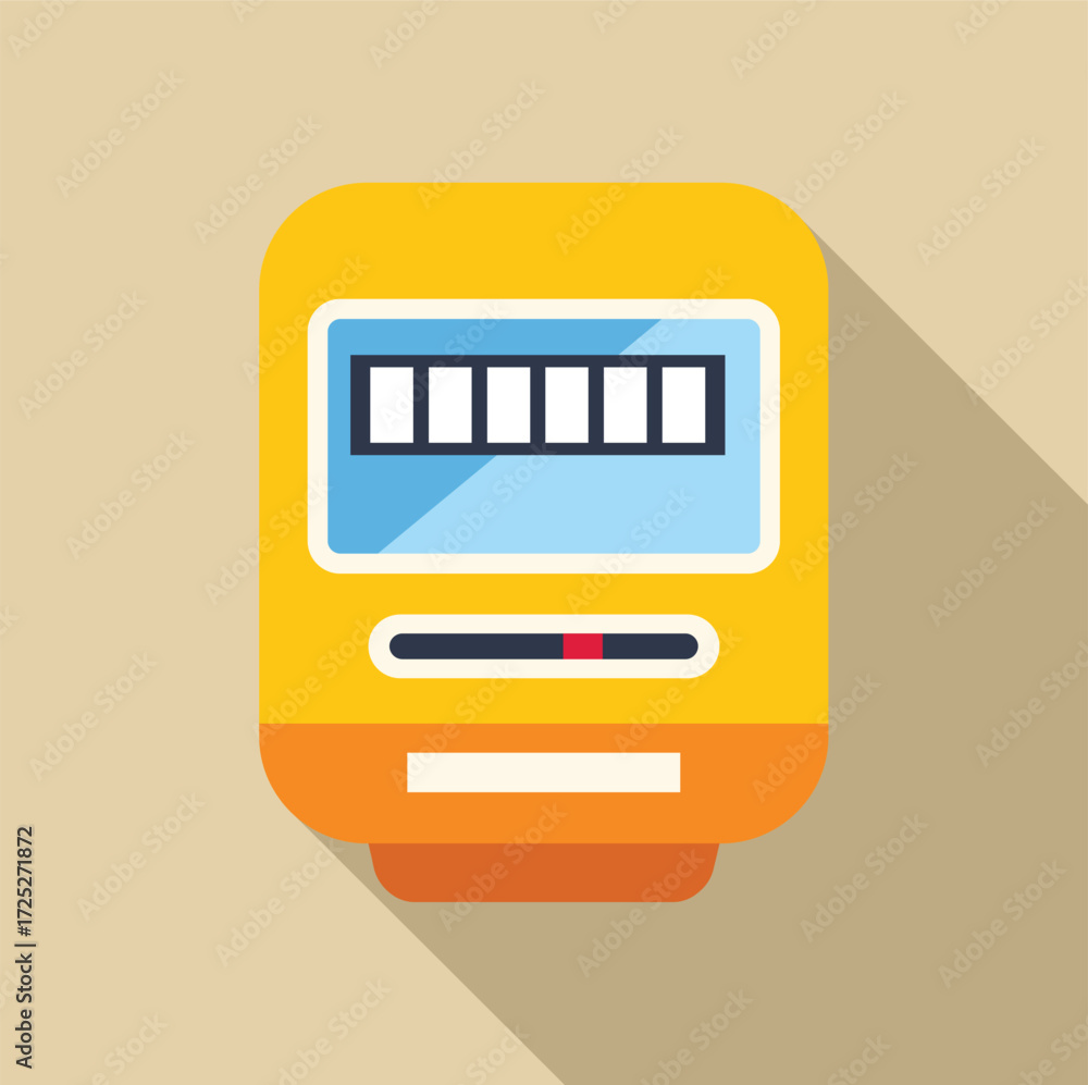 Poster yellow electric meter with digital display showing energy consumption data, providing efficient moni