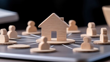 Home Network: Wooden Figurines Illustrating Community and Connection