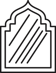 Line art illustration of a moroccan mirror featuring a traditional arch and reflective surface