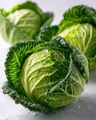 Fototapeta premium Fresh savoy cabbage ultra clean food photography