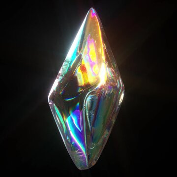 rotating looping animated cgi iridescent crystal shard