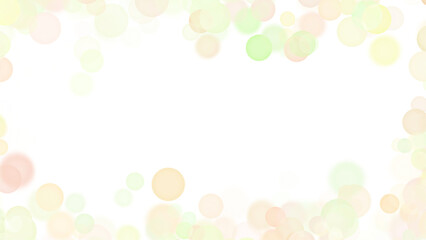 Dreamy yellow bokeh abstract background with transparent base. Soft yellow and green bokeh circles on a transparent background. Decorative frame.