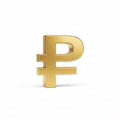 Obraz premium A golden 3D Russian ruble symbol standing upright