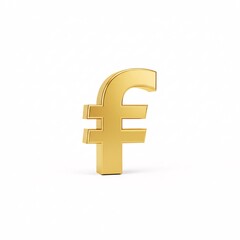 Fototapeta premium A golden 3D Dutch guilder symbol standing on a white surface,