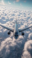 Airplane Soaring Above Clouds: A Breathtaking Aerial View