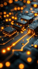 Illuminated Circuit Board: A Glowing Network of Technology
