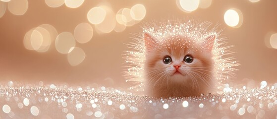 Adorable Kitten in a Sparkling Winter Wonderland