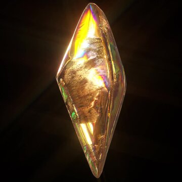 rotating looping golden crystal shard