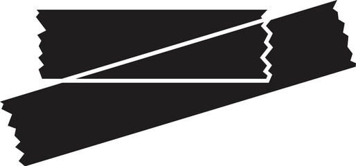 Two black rectangular labels with serrated edges are overlapping, creating a simple yet effective visual on a clean white background