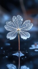 Water Droplets on a Delicate Flower Reflecting in Still Water: A Stunning Macro Shot