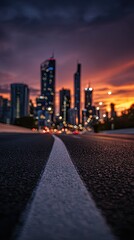 City Sunset Road View