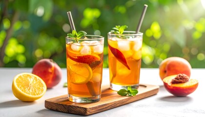 Iced peach tea refreshment