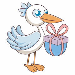 Stork carrying a gift, perfect for baby arrival