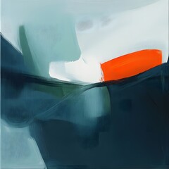 Abstract Teal Orange Modern Canvas Painting Art