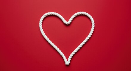 White heart shape on red background simple love symbol romantic concept.