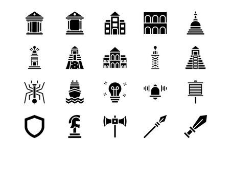 Ancient Civilization Line Vector Icons