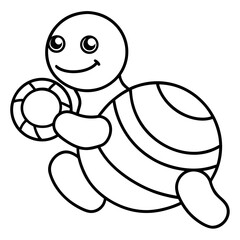 Cheerful turtle illustration with a swimming ring ready for summer fun and relaxation