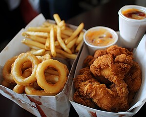 Crispy Chicken Tenders French Fries Onion Rings Combo Meal