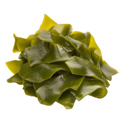 Fototapeta premium Wakame seaweed green glossy edible marine healthy natural fresh isolated organic nutritious delicious smooth texture Asian cuisine ocean vegan