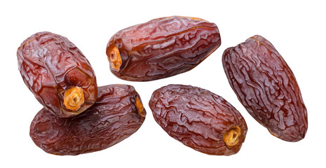 Set of dried dates fruits close-up on a white background. Isolated