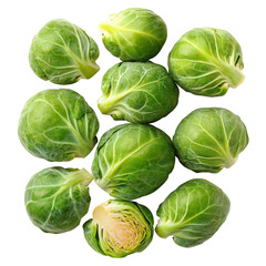 Fototapeta premium Brussels sprout green fresh vegetable closeup healthy raw organic round natural produce arranged in group