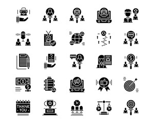 Job Fair Line Vector Icons
