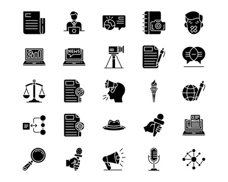 Press Freedom Day Line Vector Icons