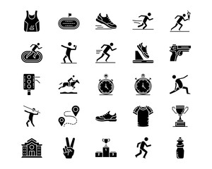Track and Field Line Vector Icons