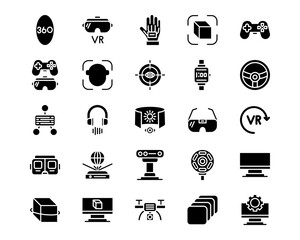 Virtual Reality Line Vector Icons