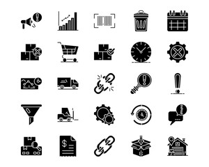 Warehouse Mangement Line Vector Icons