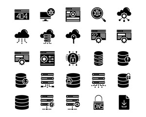 Web Hosting Line Vector Icons