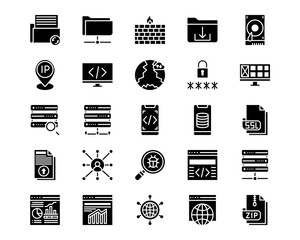 Web Hosting Line Vector Icons