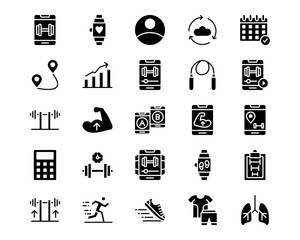 Workout App Line Vector Icons