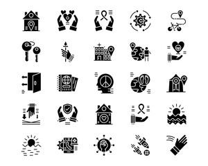World Refugee Day Line Vector Icons