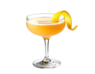 Golden cocktail in a coupe glass, garnished with a lemon twist (1)