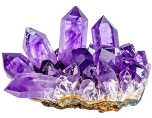 Cluster of vibrant purple amethyst crystals (2)