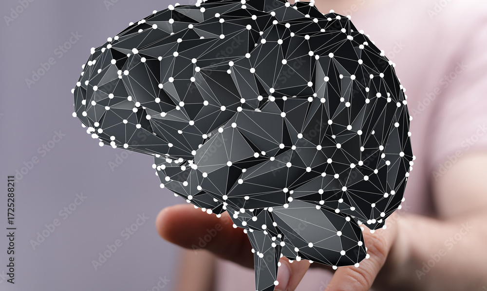 Poster abstract image of a brain's neural network. perfect for ai, technology, and neuroscience concepts.