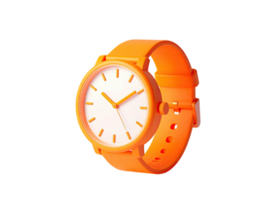 Bright orange wristwatch with white face (1)