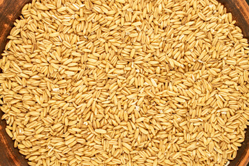 Raw oatmeal, macro, top view.